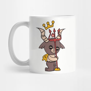 Cute Little Satan Goat with Crown and Trident Mug